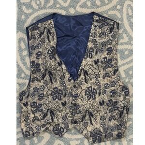 Kenar Beaded Vest Buttons Blue Beading Womens Vintage Boho Festival Hippie Sz  L